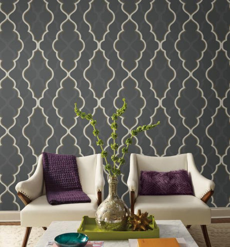Candice Olson Double Damask Black Wallpaper