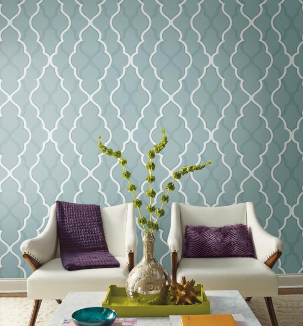 Candice Olson Double Damask Teal Wallpaper