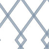 York Ribbon Stripe Trellis White/Blue Wallpaper