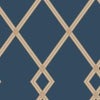 York Ribbon Stripe Trellis Navy/Copper Wallpaper