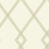 York Ribbon Stripe Trellis Cream/Gold Wallpaper