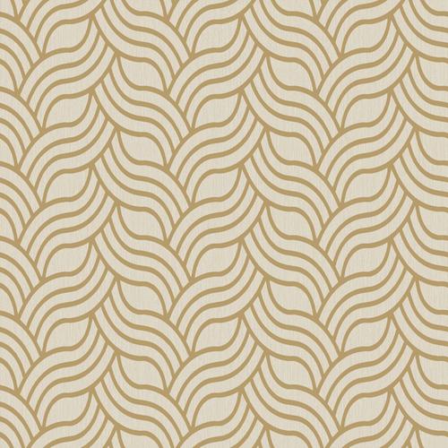 Antonina Vella Interlocking Geo beige/metallic gold Wallpaper