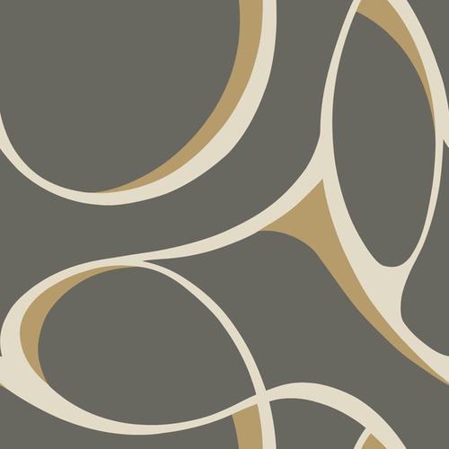 Antonina Vella Elliptical dark grey/cream/bright metallic gold Wallpaper