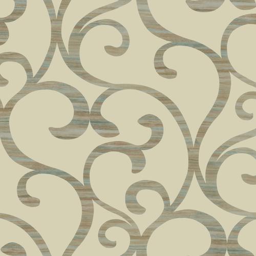 Antonina Vella Dazzling Coil beige with metallic greyish blue/grey/brown and silver Wallpaper