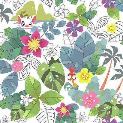 York Wallcoverings Disney Moana Jungle Pink & Green Wallpaper