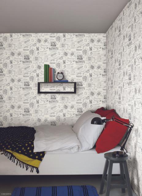 York Wallcoverings Marvels Heroes Schematics Cream Wallpaper