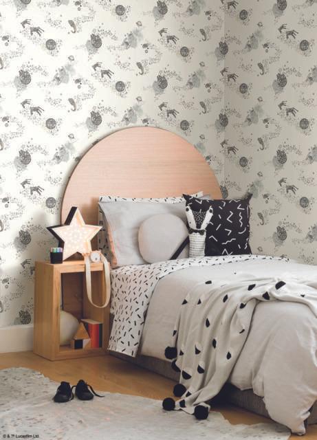 York Wallcoverings Star Wars: Good Night Galaxy Black & White Wallpaper