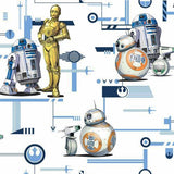 York Wallcoverings Star Wars: The Rise Of Skywalker, Droids! Blue & Gold Wallpaper