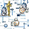 York Star Wars: The Rise Of Skywalker, Droids! Blue/Gold Wallpaper