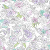 York Disney Princess Royal Floral Purple Wallpaper
