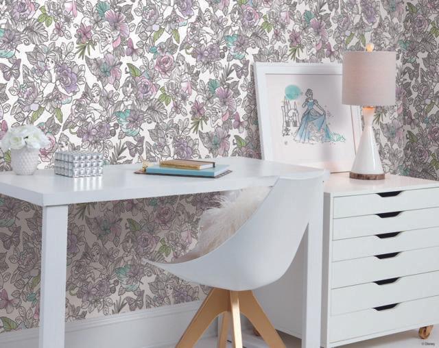 York Wallcoverings Disney Princess Royal Floral Purple Wallpaper