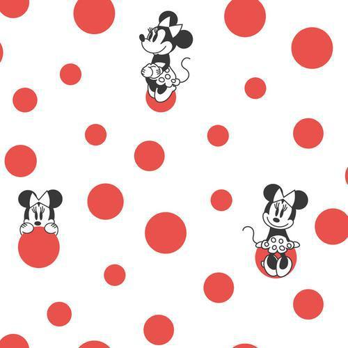 York Wallcoverings Disney Minnie Mouse Dots Red Wallpaper