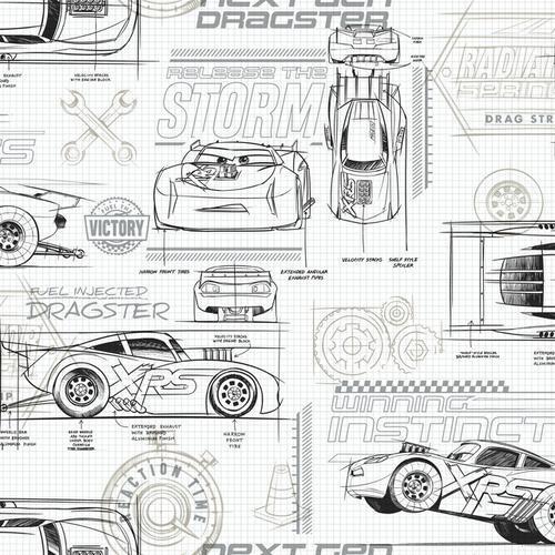 York Wallcoverings Disney & Pixar Cars Schematic Neutral Wallpaper