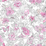 York Wallcoverings Disney Princess Royal Floral Magenta Wallpaper