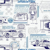 York Wallcoverings Disney & Pixar Cars Schematic Blue Wallpaper
