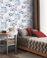 York Wallcoverings Disney & Pixar Cars Schematic Blue Wallpaper