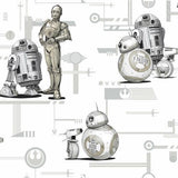 York Wallcoverings Star Wars: The Rise Of Skywalker, Droids! Black & White Wallpaper