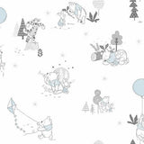 York Wallcoverings Disney Winnie The Pooh Playmates White & Blue Wallpaper