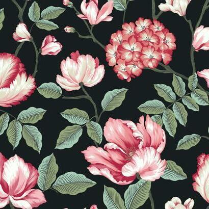 York Wallcoverings Morning Garden Black Wallpaper