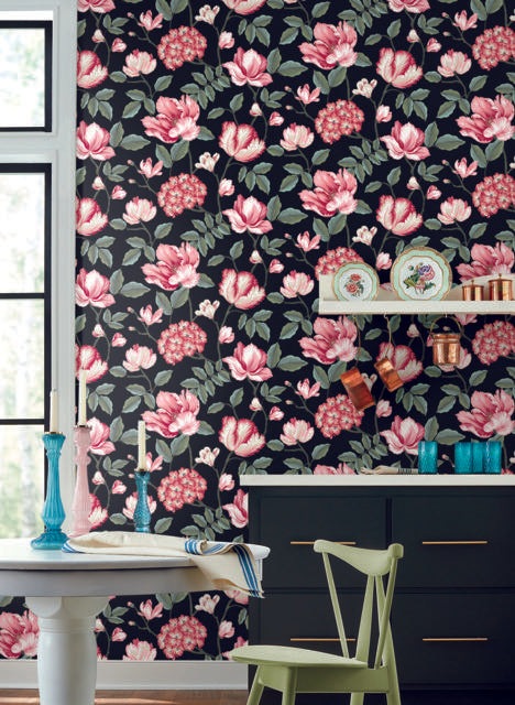 York Wallcoverings Morning Garden Black Wallpaper