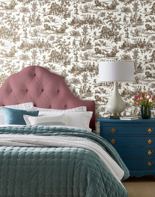 York Wallcoverings Seasons Toile Brown Wallpaper – DecoratorsBest