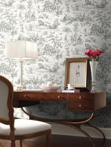 York Wallcoverings Seasons Toile Grey Wallpaper