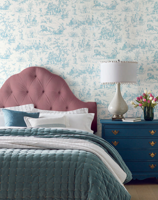 York Wallcoverings Seasons Toile Teal Wallpaper