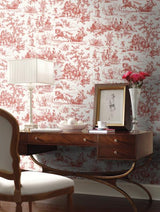 York Wallcoverings Seasons Toile Scarlet Wallpaper