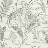 York Wallcoverings Fernwater Cranes Black & Grey Wallpaper