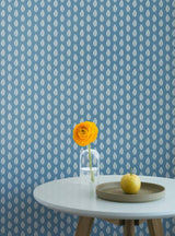 York Blue Leaf Pendant Wallpaper