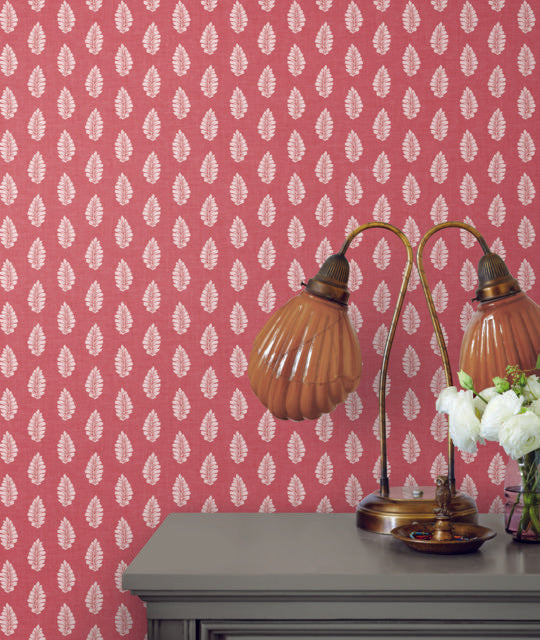 York Wallcoverings Leaf Pendant Red Wallpaper