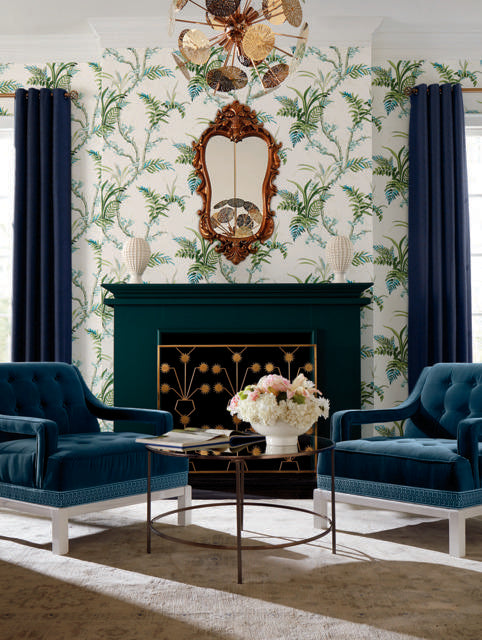 York Wallcoverings Enchanted Fern Blue & Green Wallpaper