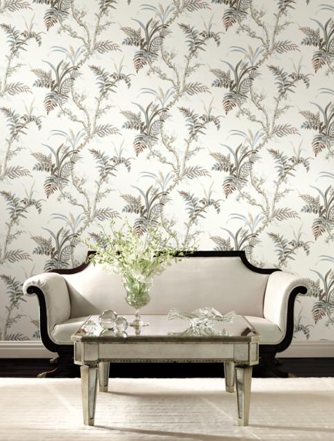 York Wallcoverings Enchanted Fern Beige & Grey Wallpaper