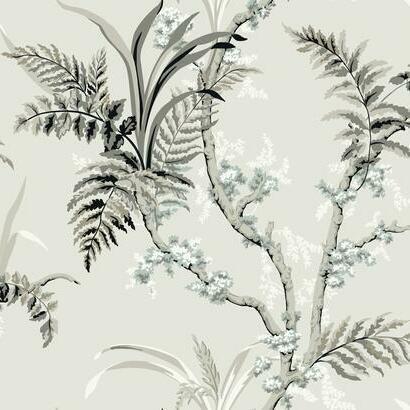 York Wallcoverings Enchanted Fern Grey & Beige Wallpaper