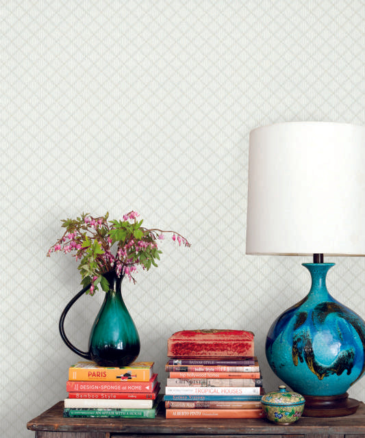 York Wallcoverings Diamond Gate White & Tan Wallpaper