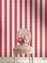 York Wallcoverings Scalloped Stripe Red Wallpaper
