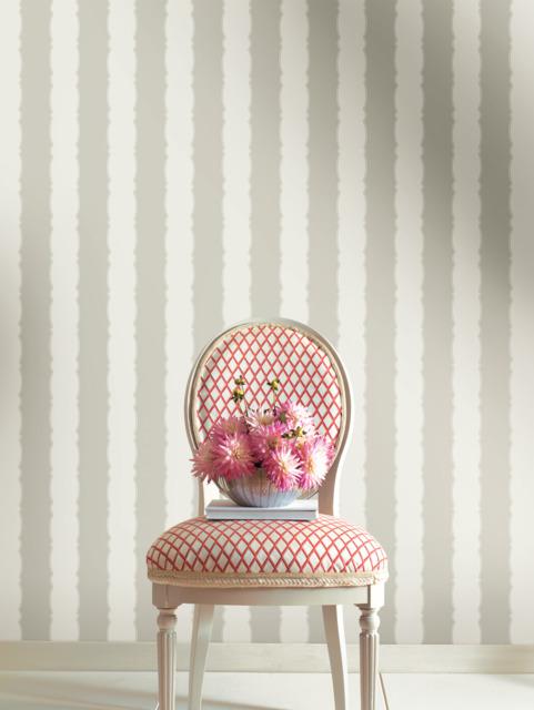 York Wallcoverings Scalloped Stripe Grey Wallpaper