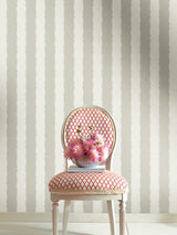 York Wallcoverings Scalloped Stripe Grey Wallpaper