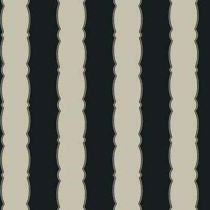 York Wallcoverings Scalloped Stripe Black Wallpaper