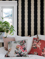 York Wallcoverings Scalloped Stripe Black Wallpaper
