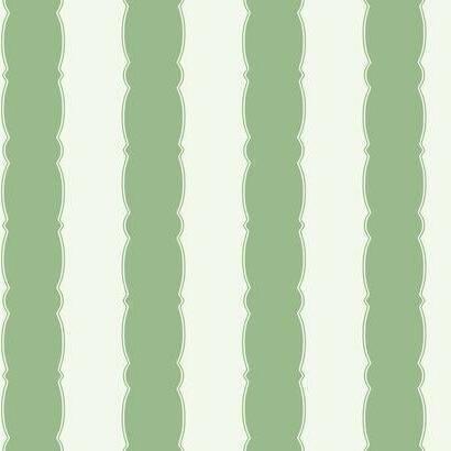 York Wallcoverings Scalloped Stripe Green Wallpaper