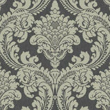 York Wallcoverings Tapestry Damask Dark Grey Wallpaper