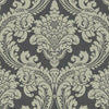 York Tapestry Damask Dark Gray Wallpaper
