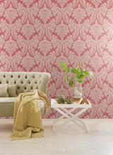 York Wallcoverings Tapestry Damask Red Wallpaper