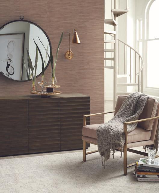 York Brown Lustrous Grasscloth Wallpaper