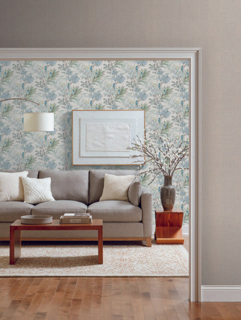 York Handpainted Songbird Turquiose Wallpaper