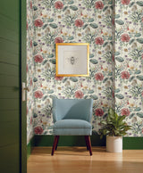 York Midsummer Floral Coral Wallpaper