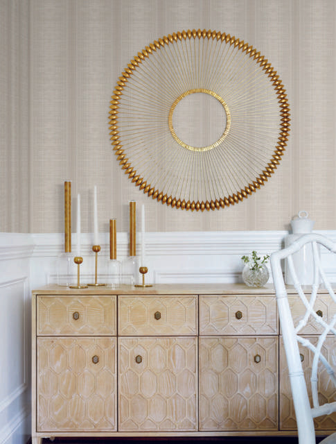 York Silk Weave Stripe Light Brown Wallpaper