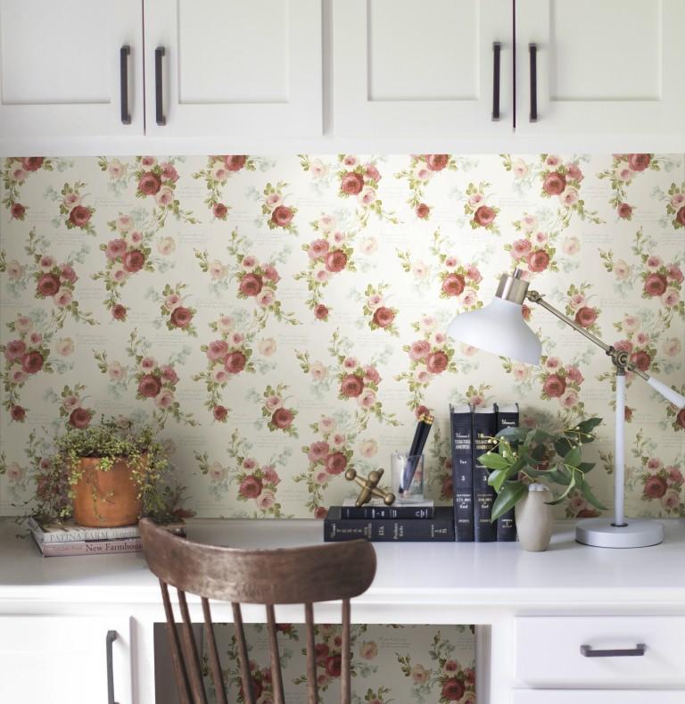 Magnolia Home Polka Dot Plaid Pink & Blue Wallpaper