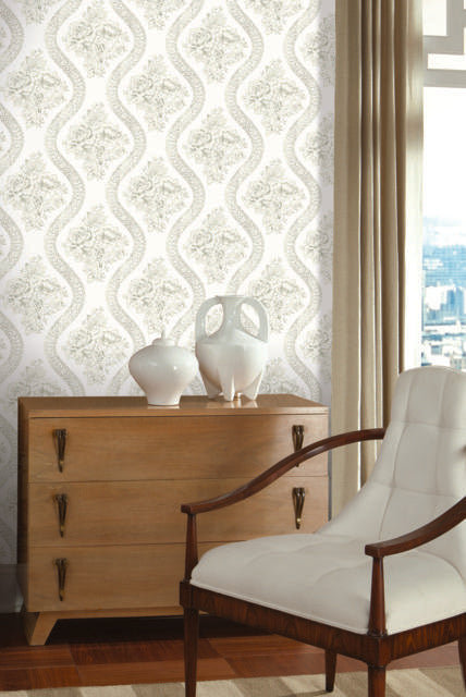 Magnolia Home Coverlet Floral Removable gray/off white Wallpaper